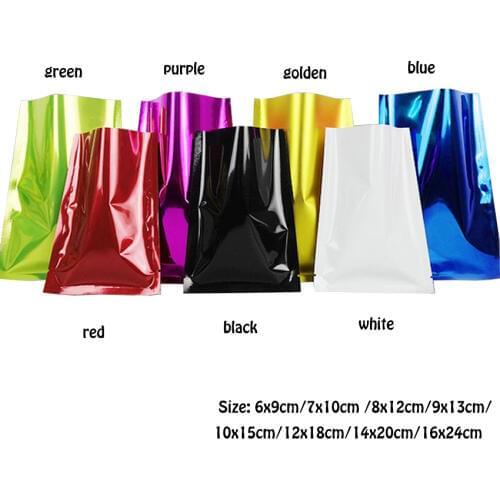 200pcs/lot 6x9/7x10/8x12/9x13/12x18cm Mutilcolors Vacuum Bags Open Top Packaging Heat Seal Aluminum Foil Plain Pocket Pouches