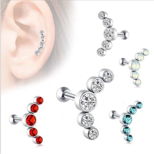 2019 Trendy Punk High Quality Stud Earrings Women Men White Crystal Stud Earrings Piercings Fashion Ear bone Jewelry Gifts