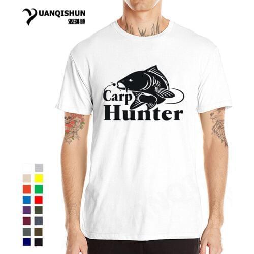 2018 Hot Carp Hunter Fish Print T-shirt Casual Men Fishings Brand T shirt High Quality Man O-neck Cotton Short Sleeve Tops Tees