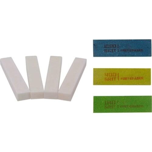 4Pcs Bone Material DIY Unslotted Nut & 3Pcs Guitar Polishing Rubber Erasers Abrasive For Fretwire 180 & 400 & 1000 Grit