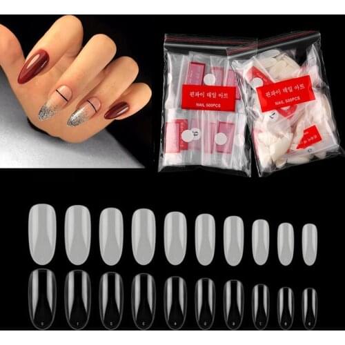 500pcs/bag False Nails Long Round Full Cover Fake Nail Tips Acrylic Artifical Nails Fake Nails Manicure Nail Display Art Tools