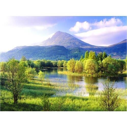 MM 14/16/18/28 CROSS STITCH Full Round Drill 5D DIY Diamond Painting " Scenic river" 3D Embroidery Cross Stitch Home Decor