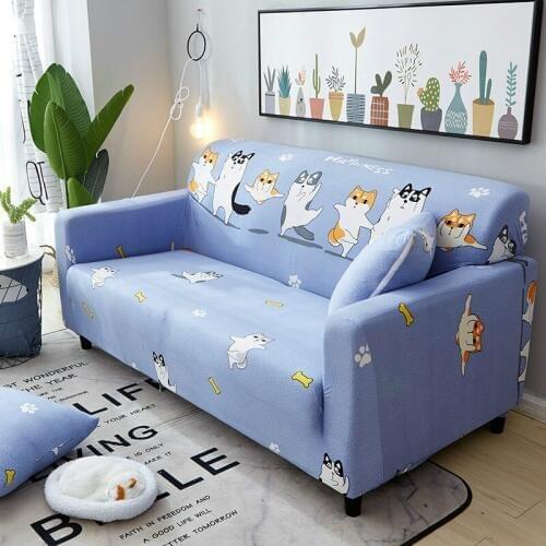 Cartoon Cat Sofa Slipcovers Tight Wrap All-inclusive Slip-resistant Elastic Cubre Sofa Towel Corner Sofa Cover Couch Cover