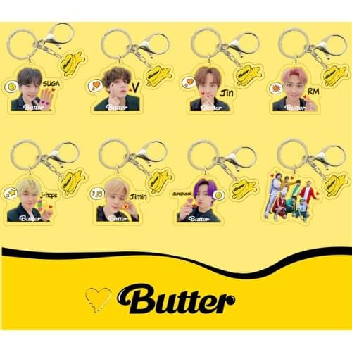 Hot KPOP Bangtan Keychain New Album Boys Butter Keyring Alloy Key Chain Pendant GU1002