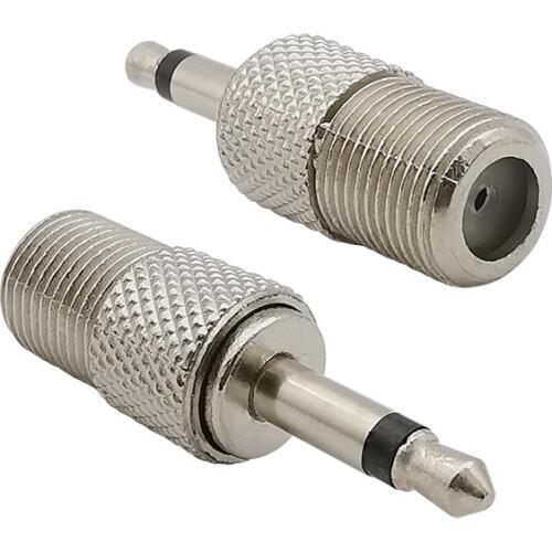 2Pcs RF coaxial coax adapter F to 3.5mm-2 connector F female to 3.5mm-2 male connector Mono Coaxial Cable Convert for FM antenna