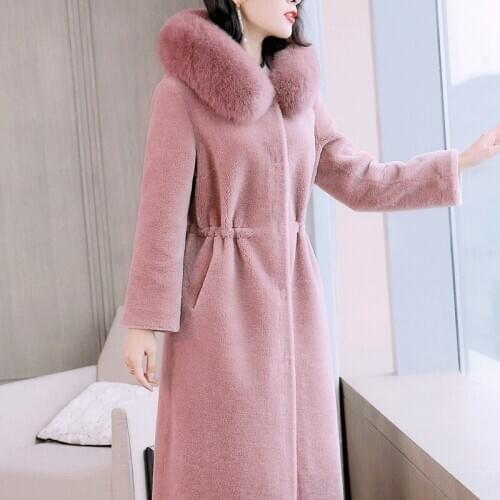 Real Women Winter Warm Fur Jacket Sheep Shearling Coat Woolen Overcoat Abrigos Mujer Invierno 2020 8112-2 YY600