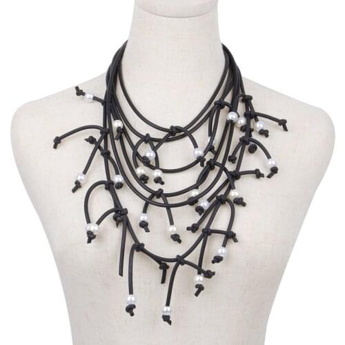 YD&YDBZ Multilayer Rubber Statement Necklaces For Women Hyperbole Pearl Bead Pendant Necklace Luxury Jewelry Accessories