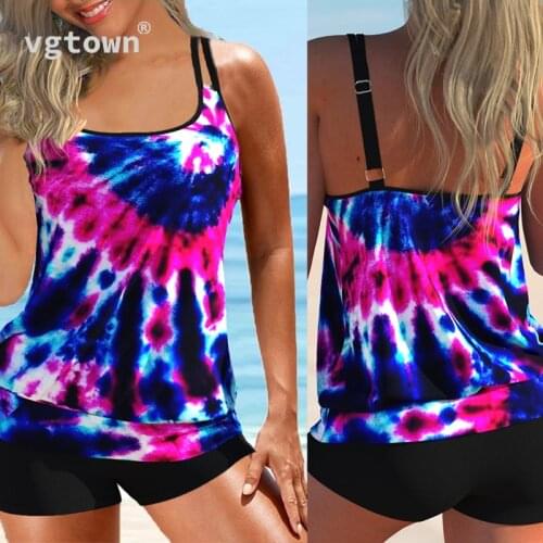 2022 New Womens Swimsuit Tankini Large Size 6XL Print Suspender Beach Split Swimsuit Sexy Bathing Suit Plus Size Swimwear