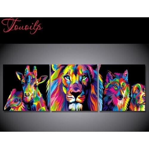 NEW 3D Colored animals Wolf lion giraffe 5d Diamond Painting Cross Stitch Needlework Diamond Embroidery Full Diamond Decorative
