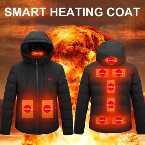 Heating Jacket Vest 9 Zone Heater Dual Control USB Jacket Heated Thick Camping Tourism Thermal Jacket