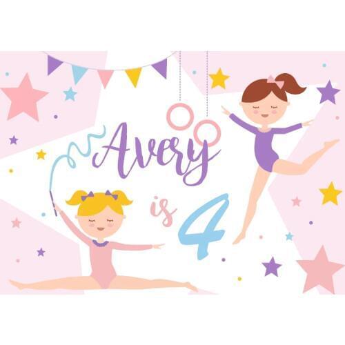 Custom gymnastics flag star birthday backdrop High quality Computer print party background