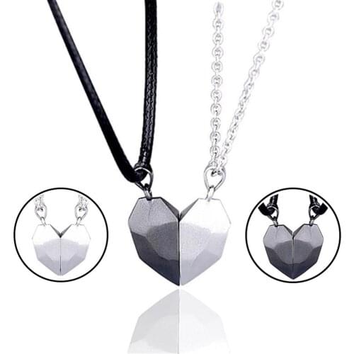 1pair Couple Love shaped Necklace New Wishing Stone Broken Heart Stitching Necklace for Valentines Day Gifts for Men and Women