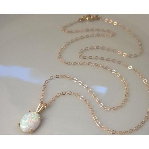 Cute Women Necklace Vintage White Imitation Opal Pendant Necklace For Women Jewelry Accessories Party Gifts