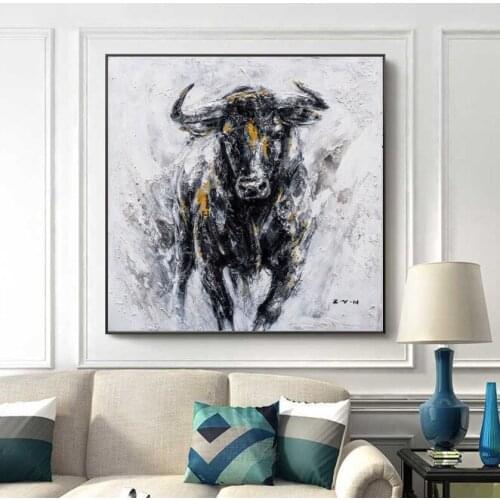 Hand Made Popular Art Impression OX Keeping Thickness Oil Painting On Canvas For Wall Decoration