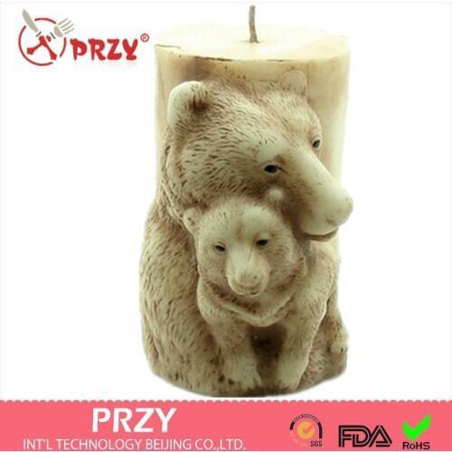 PRZY Cake For Wedding 3D Bear Mother Shaped Handmade Soap Mold Silicon Animal Candle Mould Chocolate