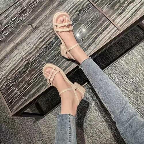 Women Solid Flock Crossed Thin Bands Open Toe Flat Sandals Elastic Band Sandals Summer Casual Shoes Sandals Sandalias