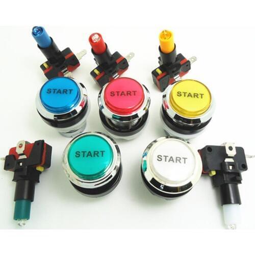 2pcs illuminated 12v LED Arcade START and SELECT Push Button with micro-switch CHROME Plated button for MAME
