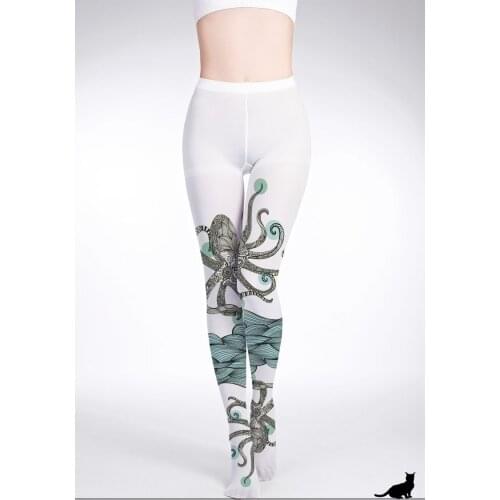 Unique stockings Japanese Harajuku cosply style summer thin Tights flower High-quality octopus Silk stockings shaping leggin