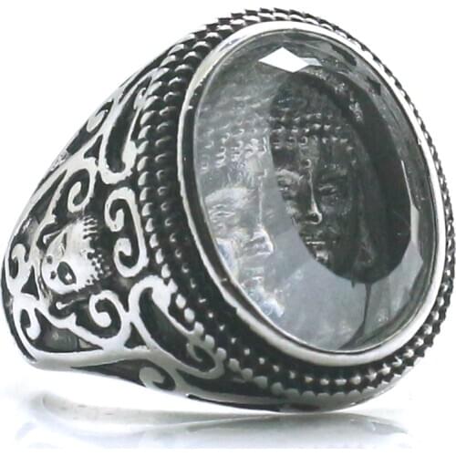 Unisex 316L Stainless Steel All Silver-Color Buddha Newest Ring