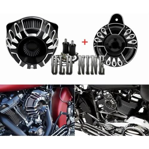 Motorcycle Air Cleaner CNC Aluminum Air Filter Intake+ Horn Speaker Cover For Harley Touring Street Glide Road Glide 2008-2016