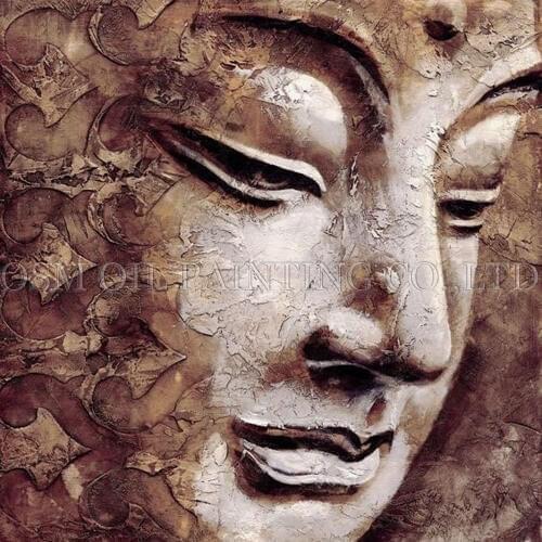 Top Artist Handmade High Quality Modern Abstract Buddha Oil Painting on Canvas Brown Buddha Portrait Oil Painting for Wall Art