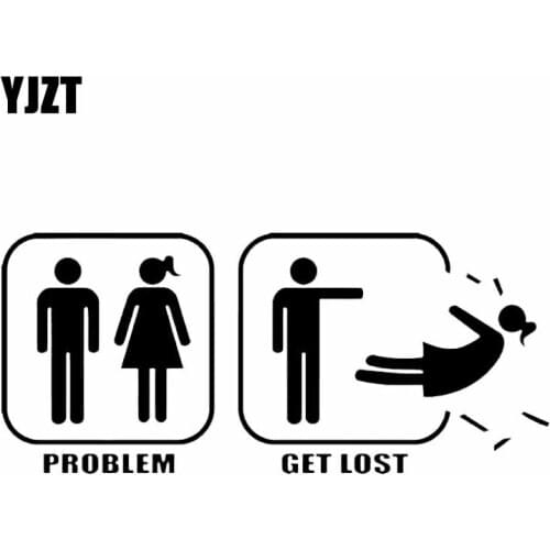 YJZT 16.3X7.1CM Funny Decoration Vinyl Car Sticker Decal PROBLEM GET LOST Black/Silver C26-0231