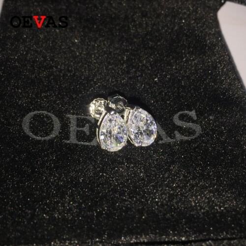 OEVAS 100% 925 Sterling Silver 7*10mm Water Drop High Carbon Diamond Stud Earrings For Women Exquisite Party Fine Jewelry Gifts
