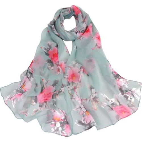 Women Peach Blossom Printing Long Soft Wrap Dancing And Juggling Towels Ladies Shawl Scarves Leisure Chiffon Designer Scarf