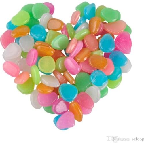 100PCS Glow in the Dark Stones Green Decor Garden Outdoor Pebble Luminous Rocks Blue Pretty Stylish Attractive Creative