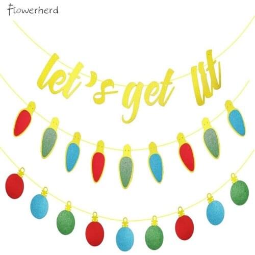 3Pack Glittery Christmas Banner Lets Get Lit for Christmas Decorations Holiday Party New Year Eve Party Decor Mantel Home Decor