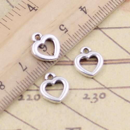 30pcs Charms Heart 12x10mm Tibetan Silver Color Pendants Antique Jewelry Making DIY Handmade Craft