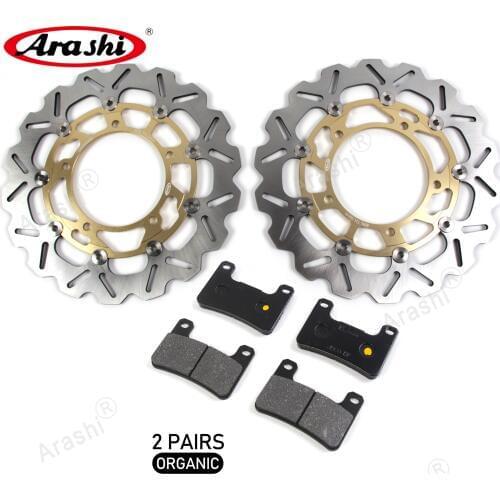 ARASHI CNC Front Brake Disks Rotors Disc Brake Pads For SUZUKI GSX R HAYABUSA 1300 2008 2009 2010 2011 2012 GSX1300R GSX-R 1300