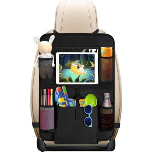 Car Backseat Organizer Car Kick Mats for Kids Back Seat Protectors Large Capacity with Transparent Tablet Pocket Easy Cleaning