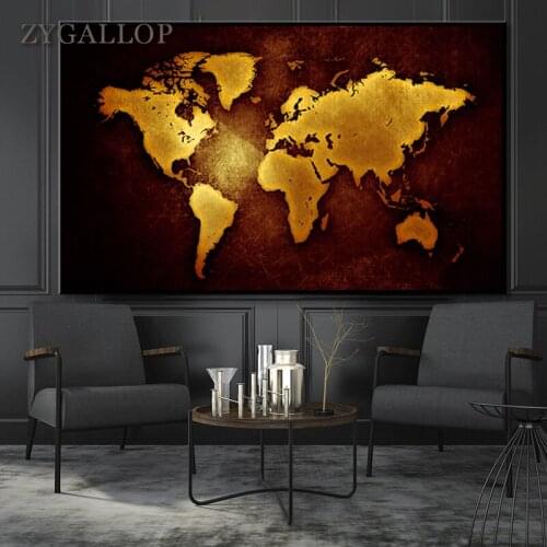 Large World Map Poster On Canvas Modern Home Decor Canvas Art Wall Painting Scandinavian Wall Pictures for Living Room Decoratio
