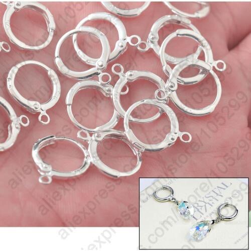 Bulk Jewelry Findings 100PCS Genuine Pure 925 Sterling Silver Round Lever Back Ear For Earrings Design Stamped
