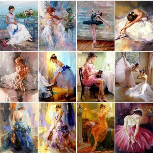 AZQSD Full Square Diamond Art Painting Ballet Dancer Cross Stitch Diamond Embroidery Portrait Mosaic Handicraft Home Decoration