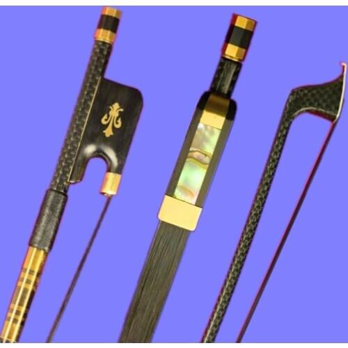 Checkered carbon fiber cellist bow cellist bow cellist bow carbon fiber black horse tail bow weight 69g 4/4