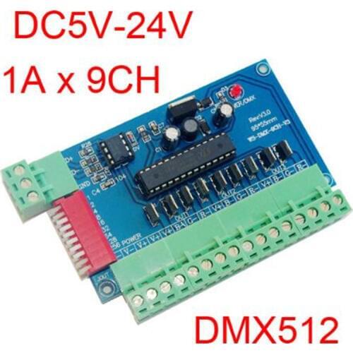 20pcs WS-DMX-9CH-BAN Easy 9 channel DMX512 RGB controller 3groups RGB 9CH DMX512 decoder DC5-24V input each channel max 3A