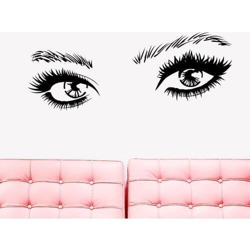 Beautiful Girl Eyes Wall Decal for Living Room Make Up Fashion Beauty Salon Wall Decor Mural PVC Stickers Fashion Posters G696