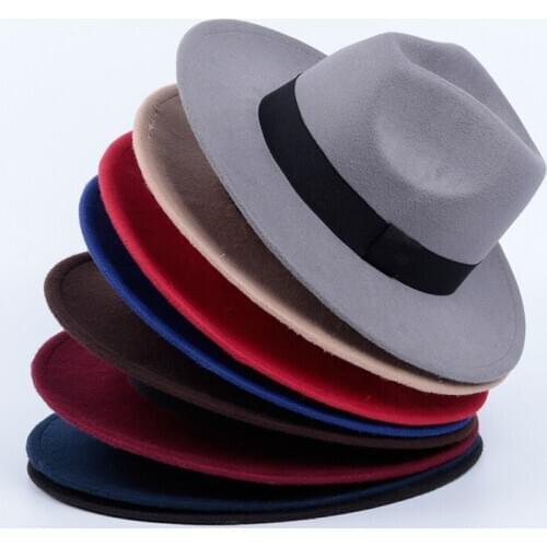 Hot Selling Woolen Jazz Hat British Retro Big Brim Top Hat Men And Women All-Match Sunshade Panama Cap