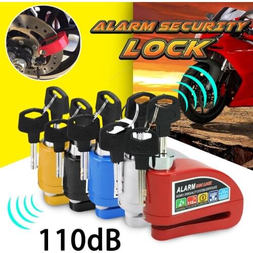 Motorcycle Scooter Bike Lock Metal Security Anti-theft Wheel Disc Brake Lock Alarm Kit 2m Reminder Cable and Bag Universal