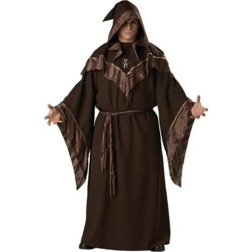Man Religious Godfather Wizard Costume Goethe Robes Clothes Cosplay Halloween Wizard clothing vampire Death Cloak