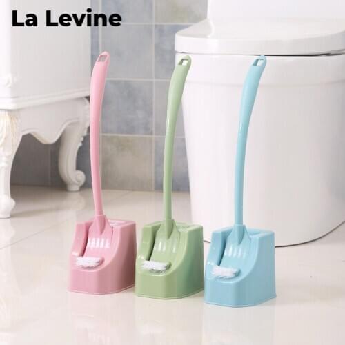 Toilet Brush Set Toilet Cleaning Brush Dead Corner Decontamination Brush with Base Curved Long Handle Bathroom Household Items