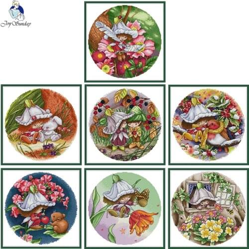 Flower Fairy Series Cross Stitch Kits Cartoon Character Pattern 14CT 11CT Count Canvas Printing Embroidery DIY Needlework Crafts