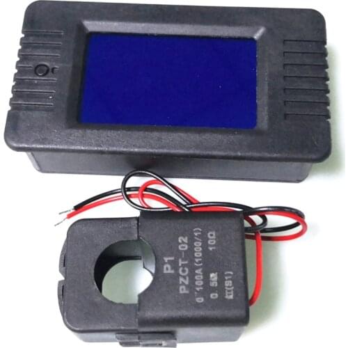 Newest 6In1 220V 100A Single Phase Digital Panel Ampermeter Volt Watt Kwh Power Factor Meter With Split Ct