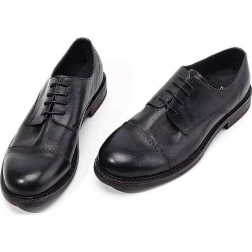 New Style Winter Handmade Retro Business shoes men Lace up Loafers Genuine Leather Casual Shoes