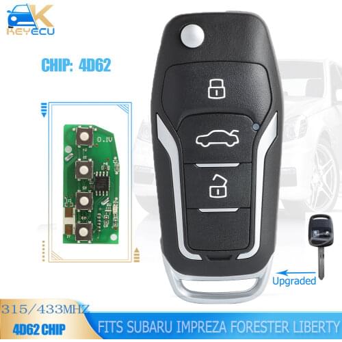 Keyecu Upgraded Flip Remote Car Key Fob 315MHz / 433MHz 4D62 Chip for Subaru Impreza Forester Liberty