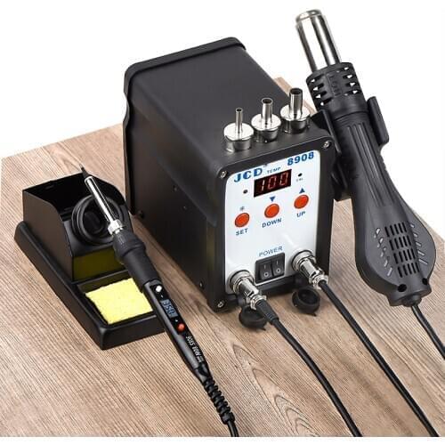QHTITEC 8908 2 In 1 Soldering Station SMD BGA Rework LCD Digital 750W Station Hot Air Gun Welding Repair Soldering Iron Tools