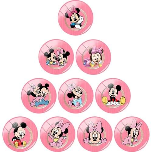 Disney classic character personality pink black shape 12mm/15mm/16mm/18mm/20mm photo glass cabochon dome flat back cute creative