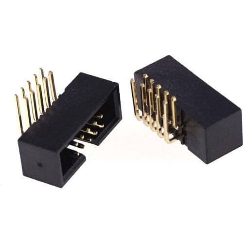 10 Pcs 1.27 MM 2x5 Position IDC Box Header Male Pin 10 Poles Through Hole Shrouded Right Angle 90 Degree Horizontal PCB Mount